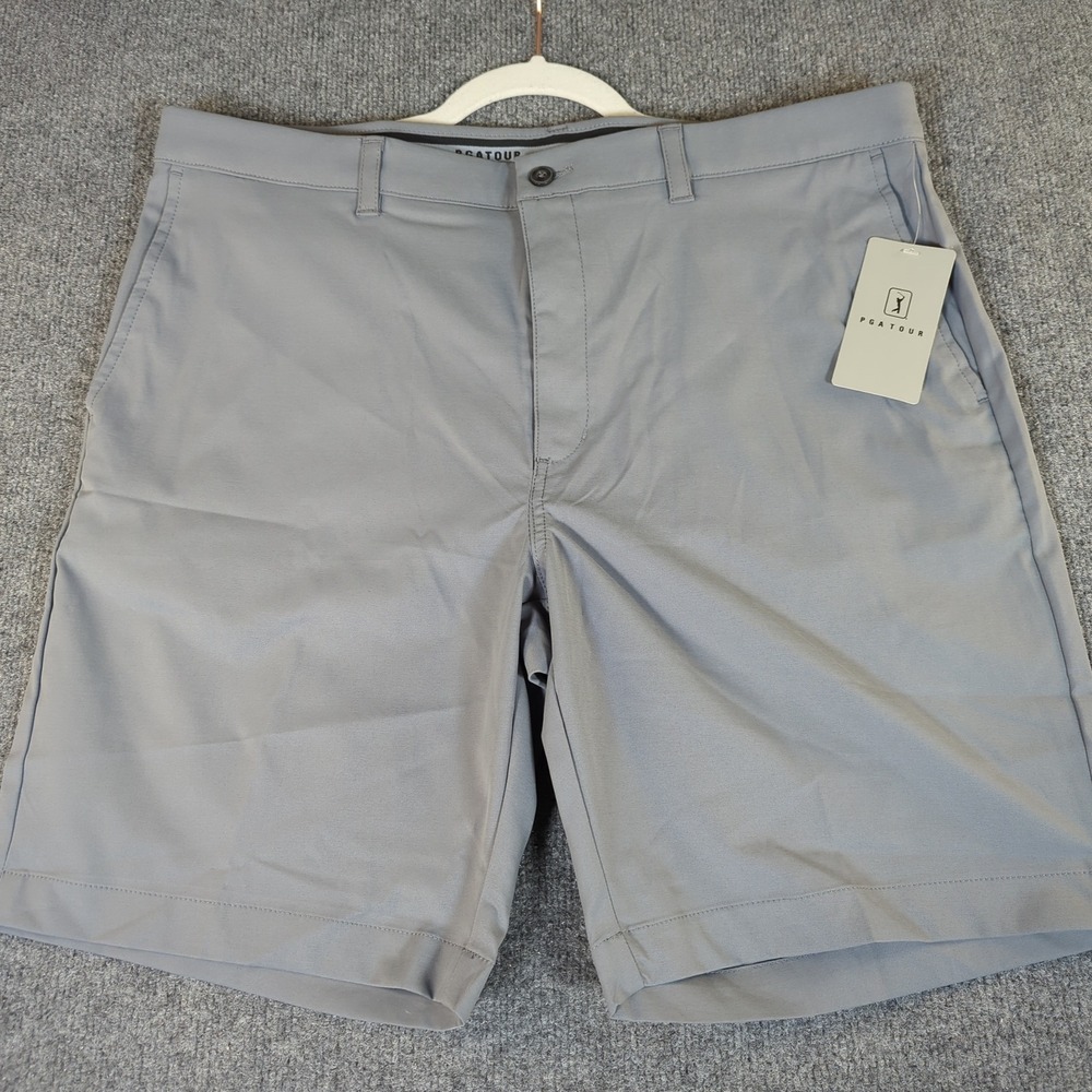 PGA TOUR Men Golf Shorts Quiet Grey UPF 50 Active Gripper Waistband 36 NEW #2701